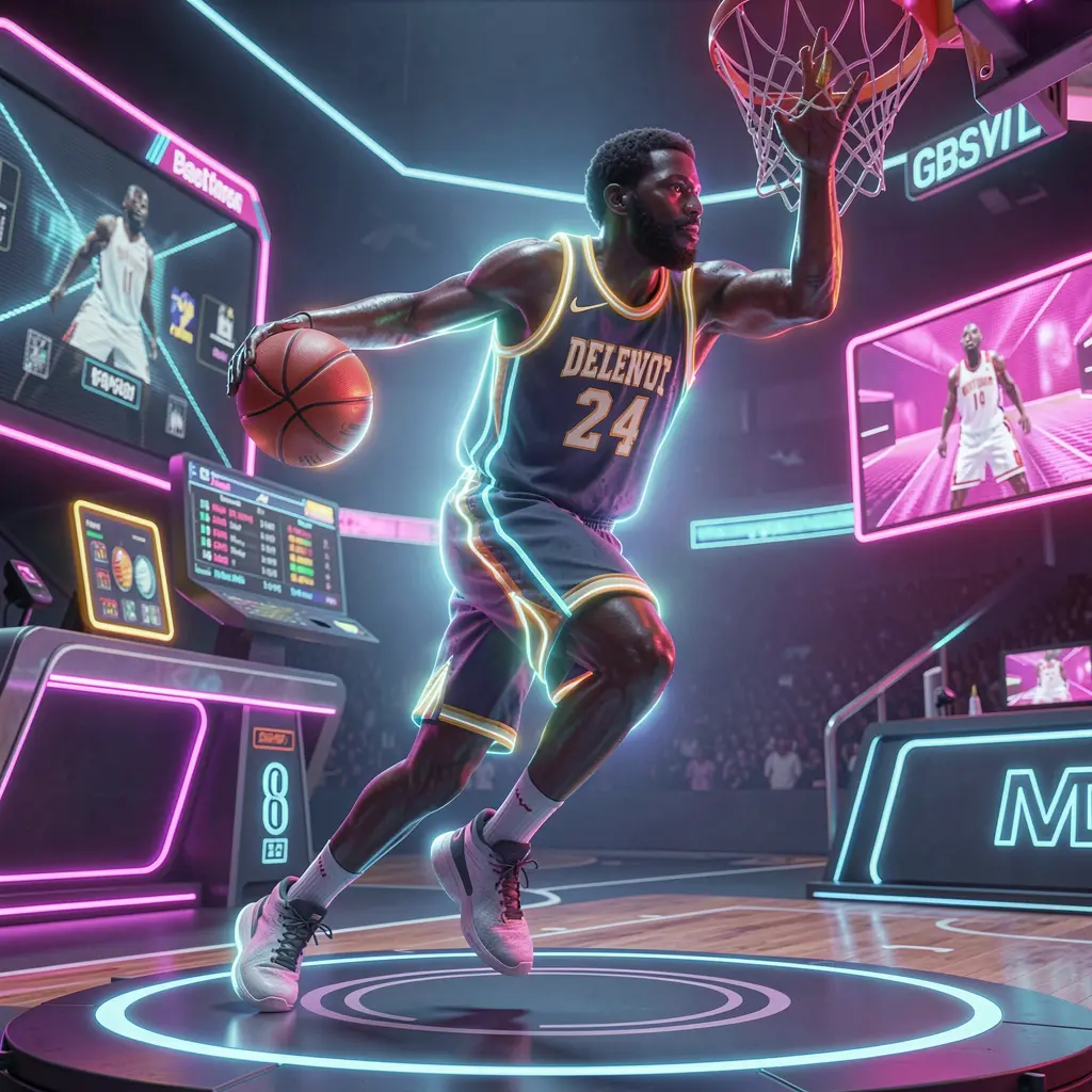 Dynamic neon basketball athlete in motion representing fast paced sports betting action on FFVIP88 for players in the Philippines